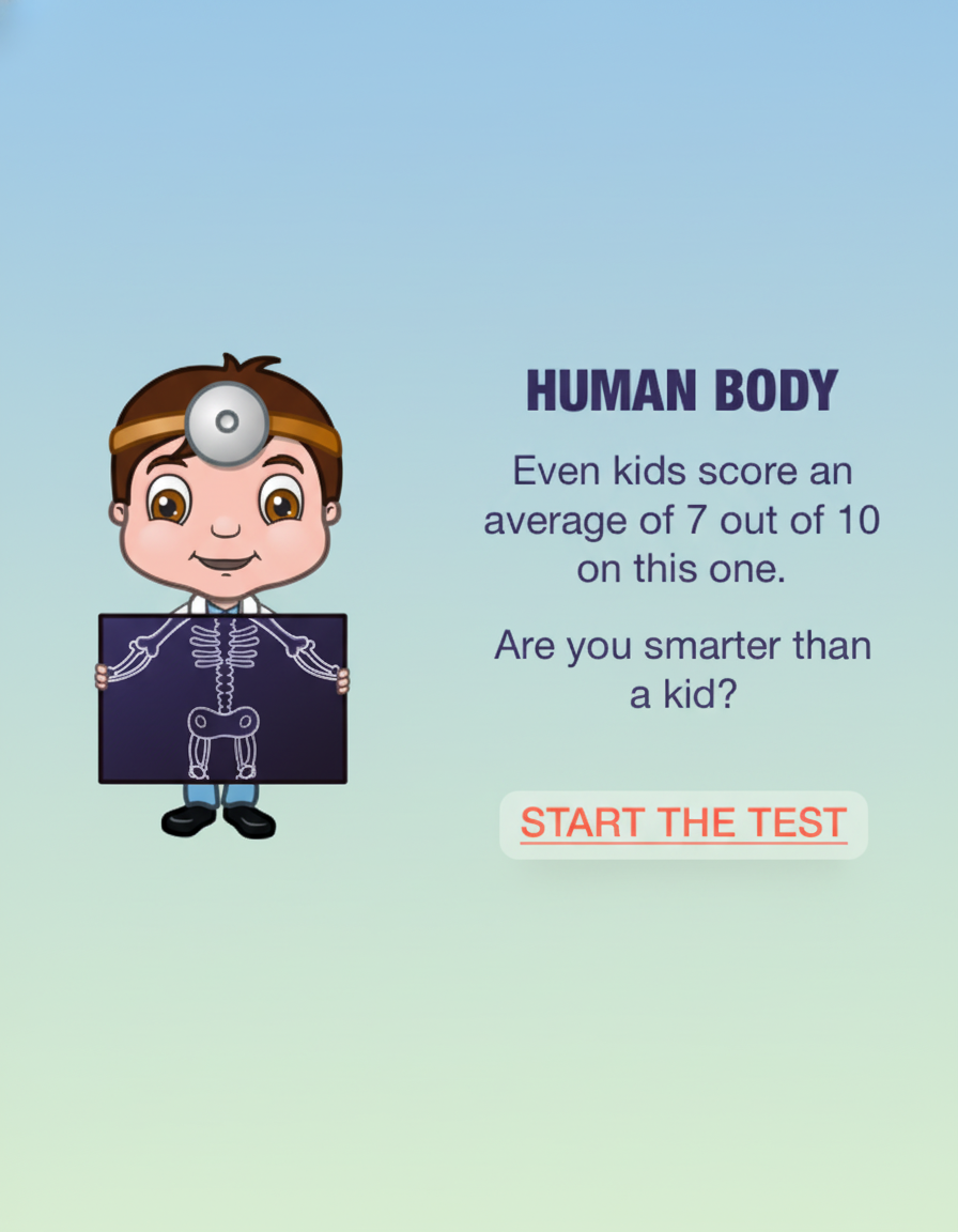 Even kids score an average of 7 out of 10 on this one.